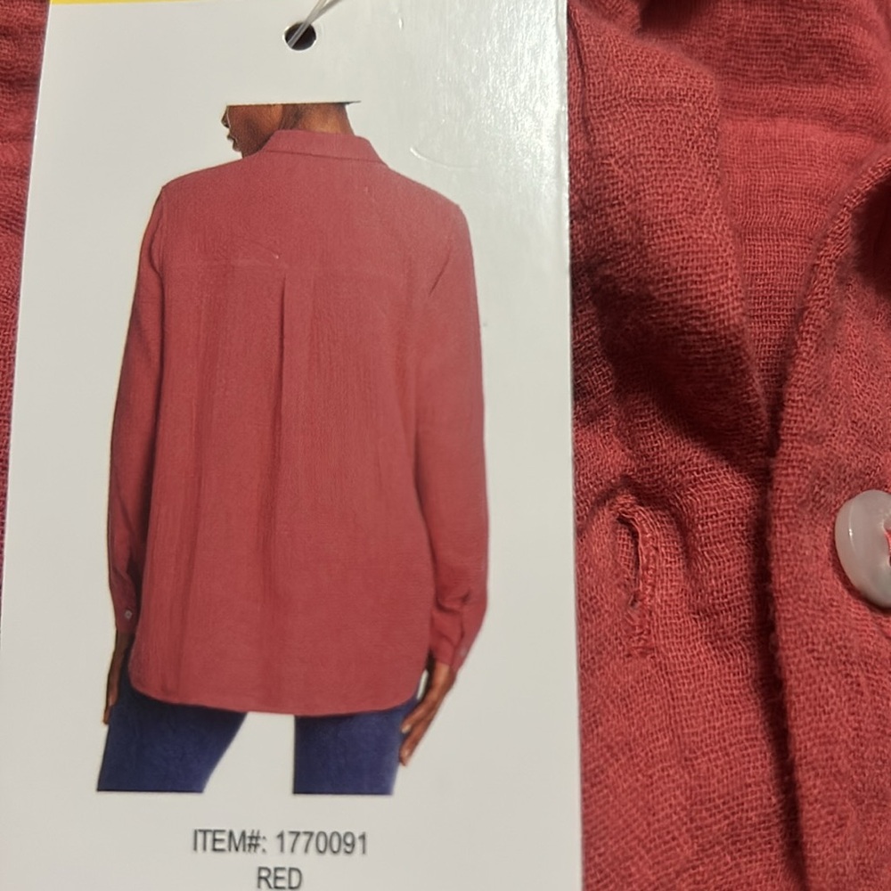NWT Jessica Simpson Button Down Gauze Shirt Long sleeves Size S, L, XL - Picture 5 of 5